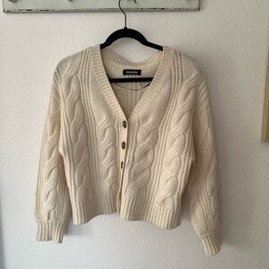 NAADAM Cream Cable Knit Cardigan